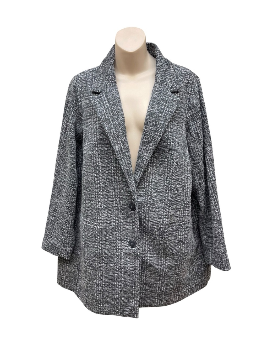 Torrid Gray Black Plaid Knit Blazer Jacket Plus Size 3